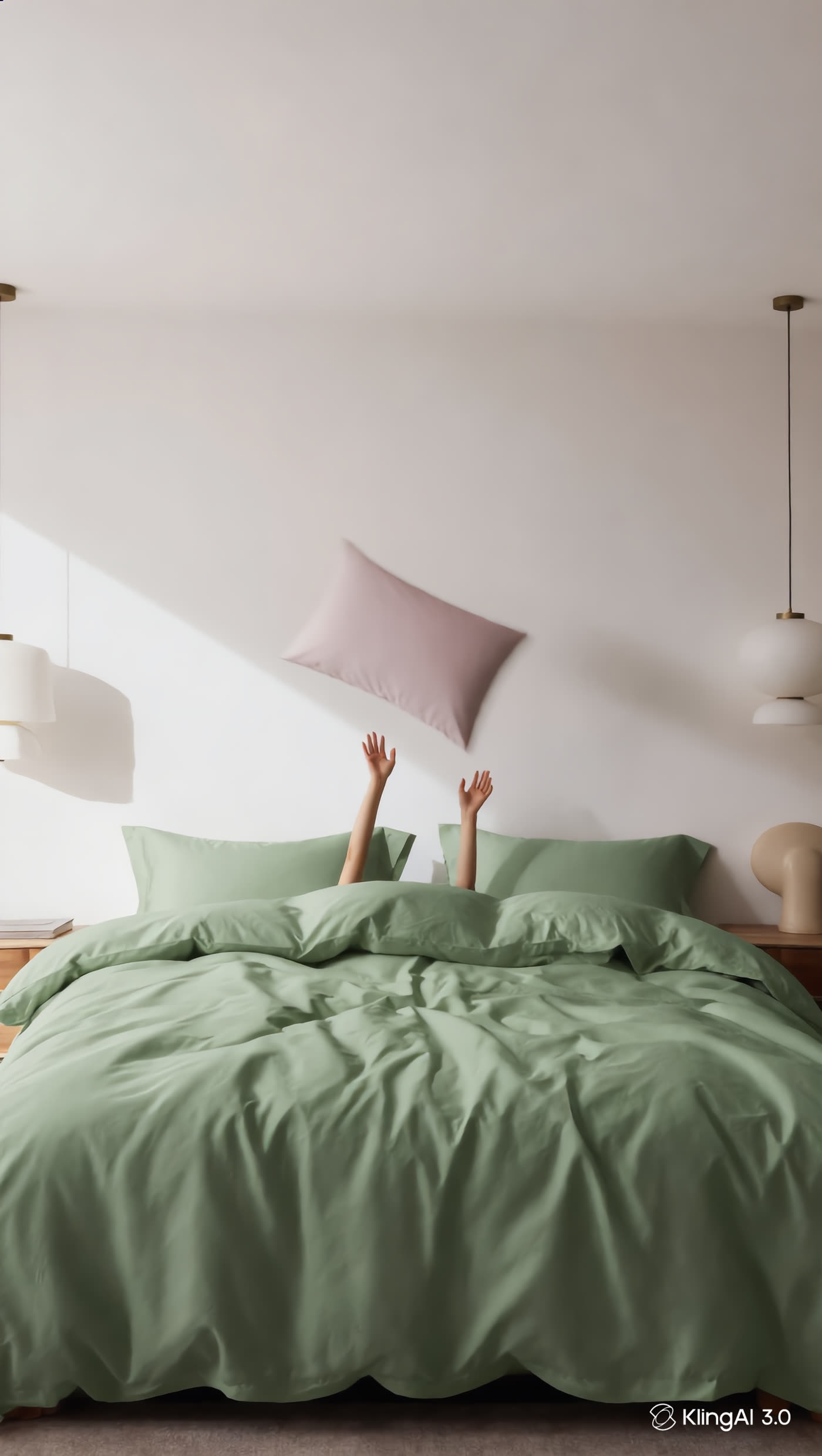 Spálňa s posteľnou bielizňou, lifestyle scéna
